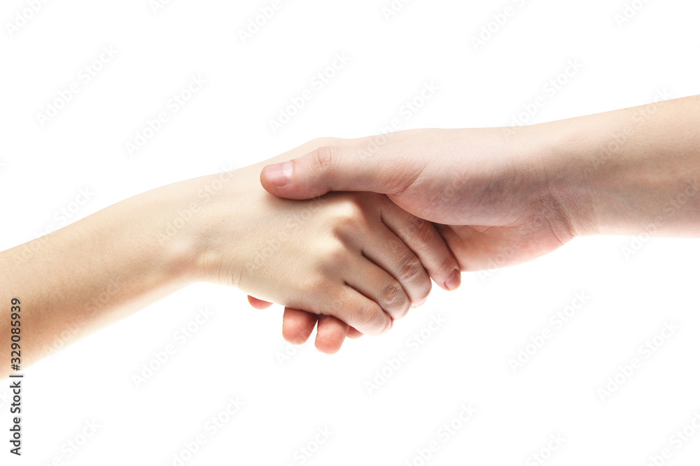 Handshake on a white background. Body parts. Hands on a white background Handshake on a white background. Body parts. Hands on a white background