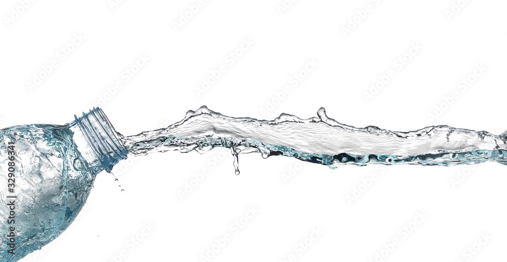 isolated of water splashing form the bottle on white background. isolated of water splashing form the bottle on white background.