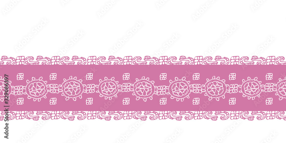 Pink Lace Border-Geometric Modern Flowers seamless repeat pattern border. Modern pattern of laces flowers shapes stripes in pink and white . Perfect for fabric, scrapbook, wallpaper. Pink Lace Border-Geometric Modern Flowers seamless repeat pattern border. Modern pattern of laces flowers shapes stripes in pink and white . Perfect for fabric, scrapbook, wallpaper.