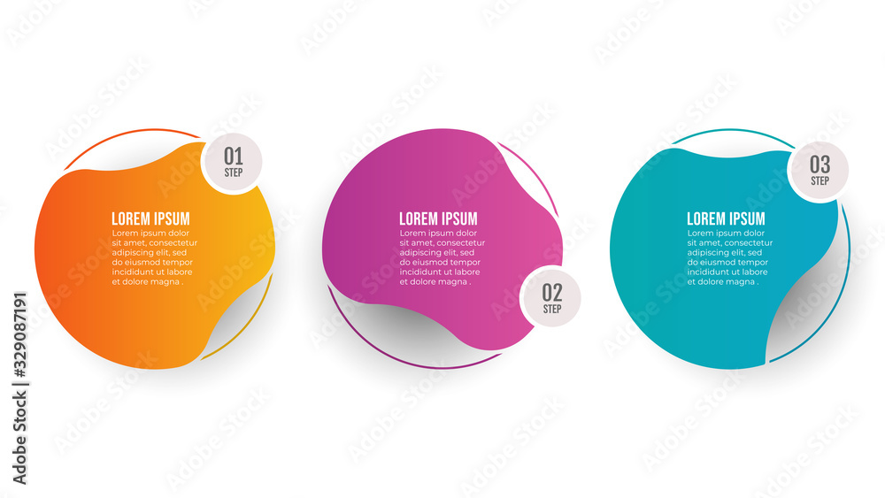 Vector Infographic template label design with circles. Business modern concept with 3 options, steps, processes. Can be used for annual report, banner, info graph, web design. - obrazy, fototapety, plakaty 
