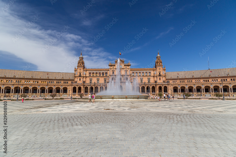 Panoramic landscapes of Plaza de Espana, Spain Square in Seville, Spain
