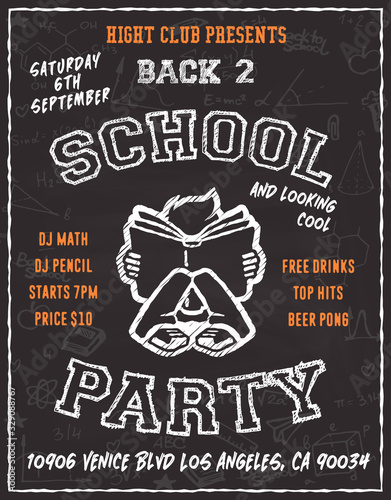 Back to school party poster flyer design