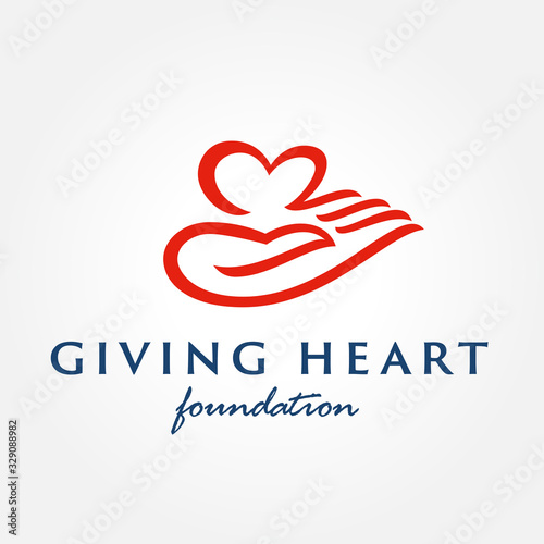 Heart in hand symbol, sign, icon, logo template
