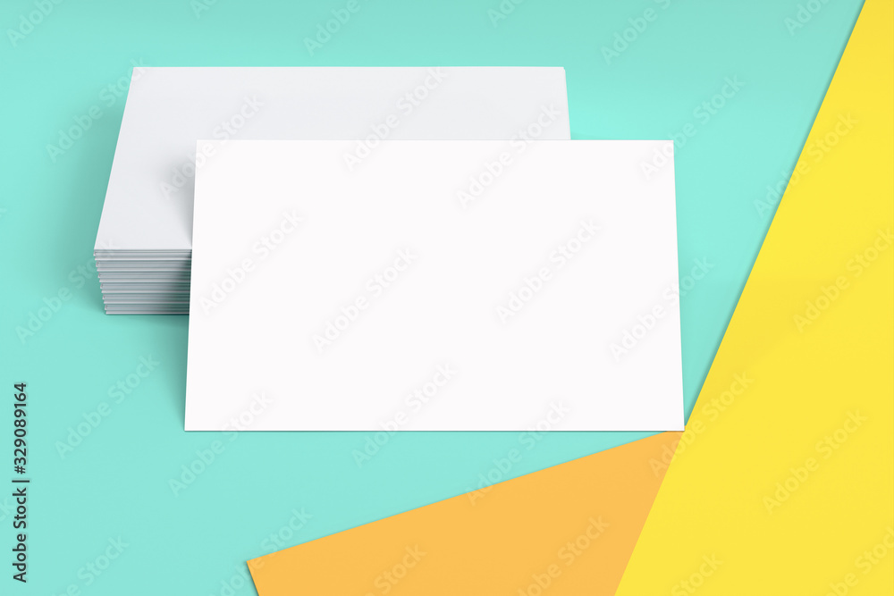 Brand identity blank business card or credit card mockup template design on colorful pastel for present your design clipping path on blank card.3D render illustration Brand identity blank business card or credit card mockup template design on colorful pastel for present your design clipping path on blank card.3D render illustration