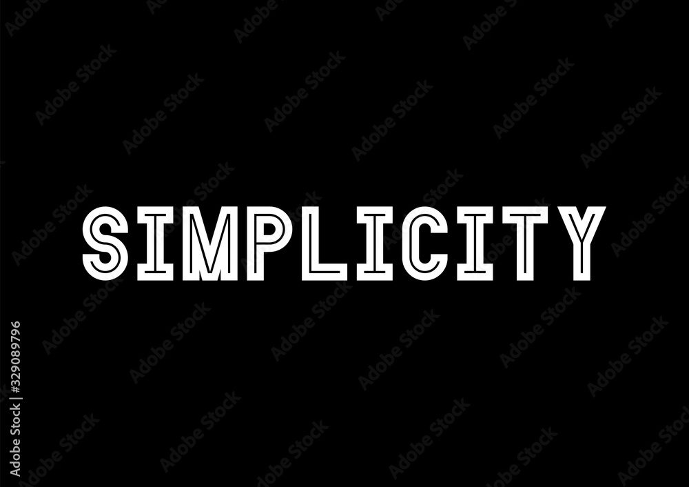 Simplicity text with white typography design elements