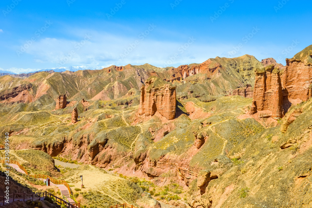 Landscape of typical landform at Binggou Danxia, Zhangye, China Landscape of typical landform at Binggou Danxia, Zhangye, China