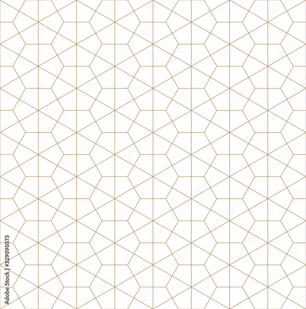 Seamless japanese pattern shoji kumiko in golden.