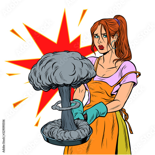 A woman and a nuclear explosion. Peace and war