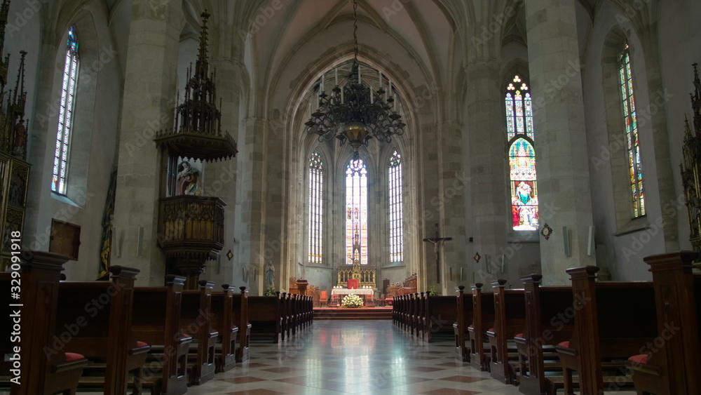 Interior of St Martin Cathedral in Bratislava, Slovakia, Europe. Religion and Architecture: Landmark Oldest Roman Catholic Coronation Church.