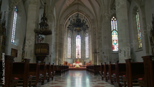 Interior of St Martin Cathedral in Bratislava, Slovakia, Europe. Religion and Architecture: Landmark Oldest Roman Catholic Coronation Church.