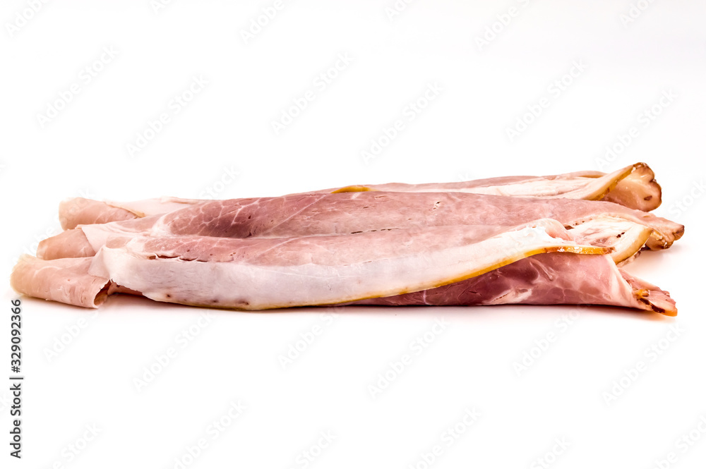 Cooked ham slice isolated