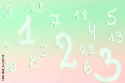 Numbers on a blue and pink background