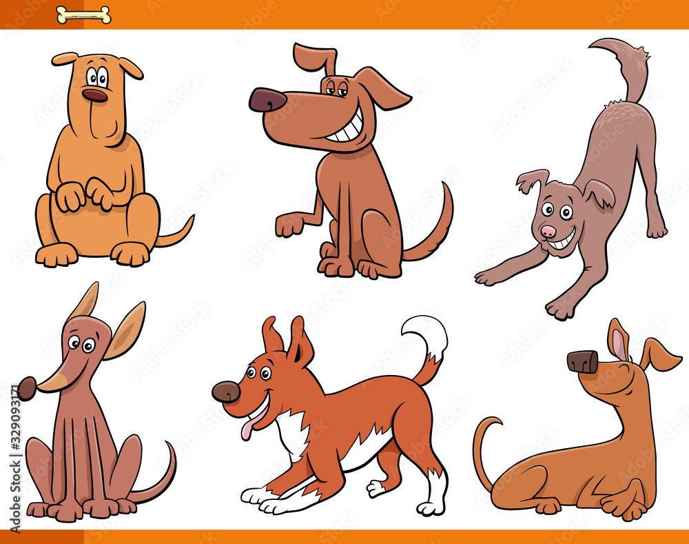 Fototapeta premium dogs and puppies happy animal characters set