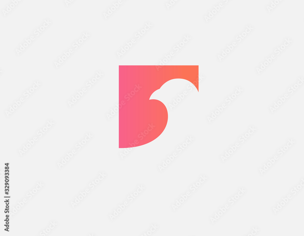 Creative minimalistic gradient logo bird head squared for your company