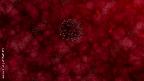 Corona covid-19 Virus Atacks and spreading in Human body 3D rendering virus or other dangerous Virus Destroying healthy Cell. photo