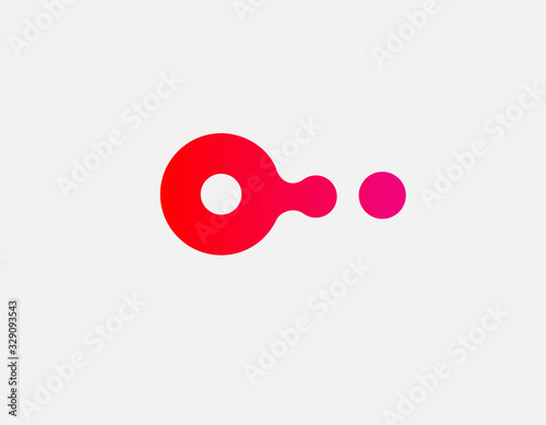 Abstract pink and red gradient logo icon two circles small and big for your company