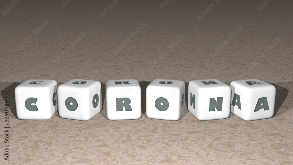 crosswords of Corona arranged by cubic letters on a mirror floor, concept meaning and presentation crosswords of Corona arranged by cubic letters on a mirror floor, concept meaning and presentation
