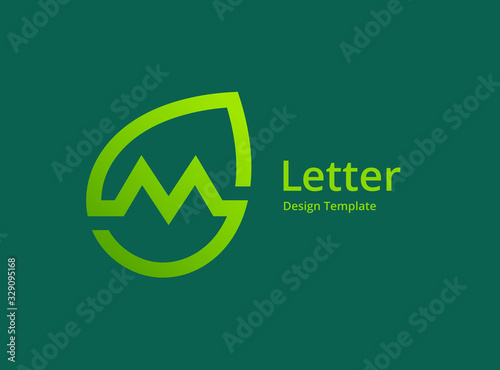 Letter M eco leaves logo icon design template elements