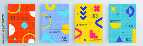 Modern abstract covers set, minimal covers design. Colorful geometric background, vector illustration.