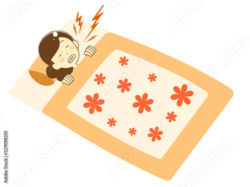 A woman sleeping on a futon