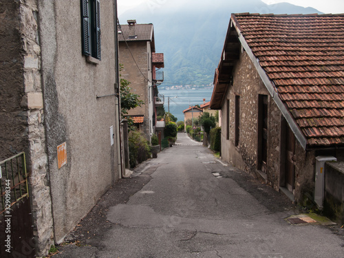 narrow steep street in Ossuccio  lake   omo  Tremezzina  Italy