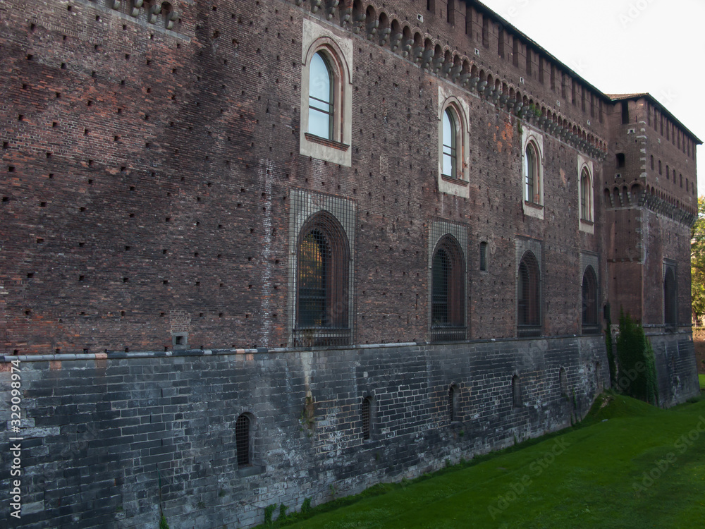 walls of Castello Sforza, Milan, Lombardy, Italy walls of Castello Sforza, Milan, Lombardy, Italy