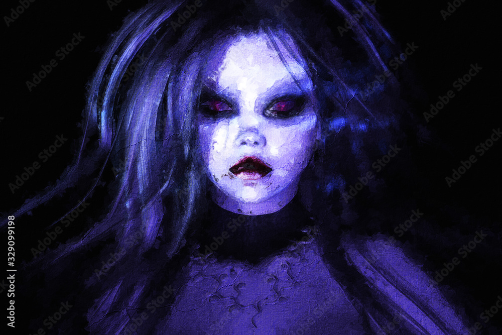 Artistic 3D illustration of a goth female