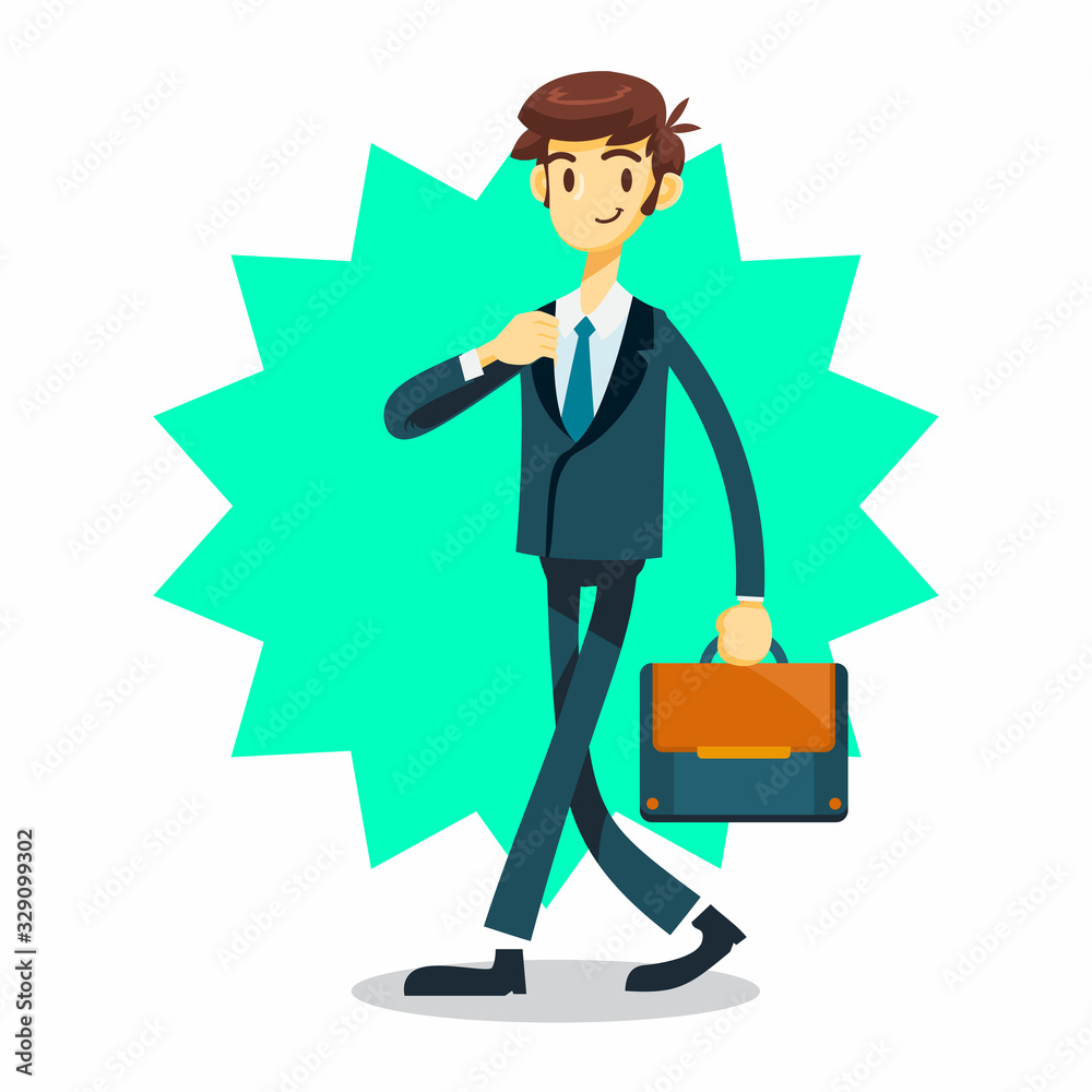 businessman cartoon character with walking pose businessman cartoon character with walking pose