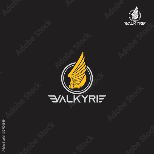 Valkyrie icon. Golden vector Valkyrie icon on black background from Fairy Tale collection, vector illustration can be use for web and mobile, eps10