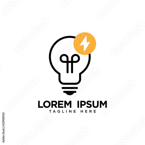 light bulb line logo design energy, concept idea of ​​electric power