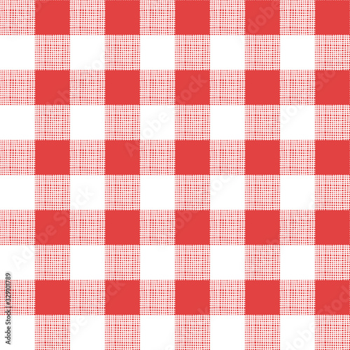 red gingham seamless pattern, abstract texture background, editable vector illustration for picnic decoration, fabric, textile, paper