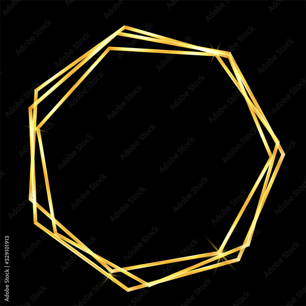Gold geometric frame in abstract style on black background. Decorative vector template. Modern geometric texture. Gold abstract frame. Retro luxury invitation. Vector graphic set. Wedding template. Gold geometric frame in abstract style on black background. Decorative vector template. Modern geometric texture. Gold abstract frame. Retro luxury invitation. Vector graphic set. Wedding template.