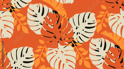 Seamless tropical pattern with leaves