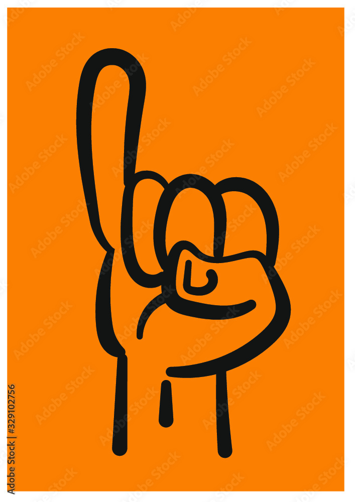 Fototapeta premium Dibujo de mano haciendo abecedario en lengua de señas chilena