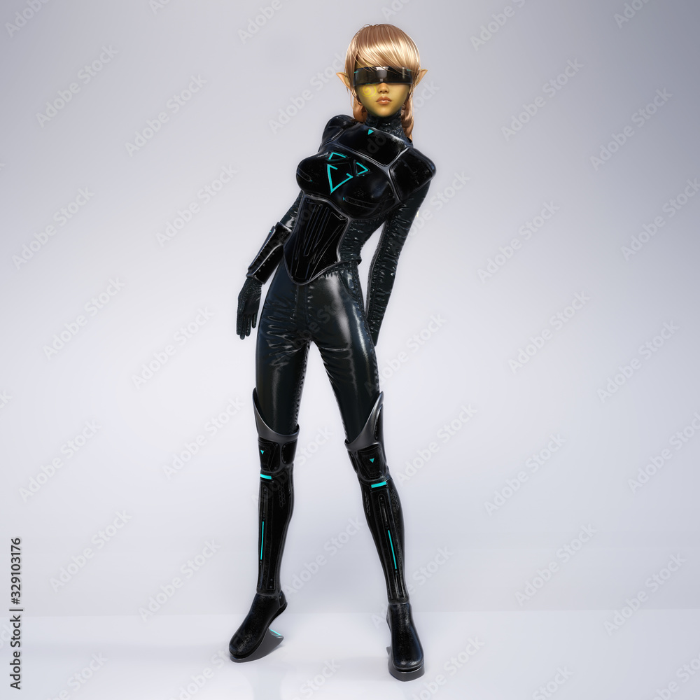 Artistic 3D illustration of a science-fiction female Artistic 3D illustration of a science-fiction female