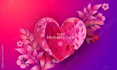 Happy mother day greating card. Purple and red
