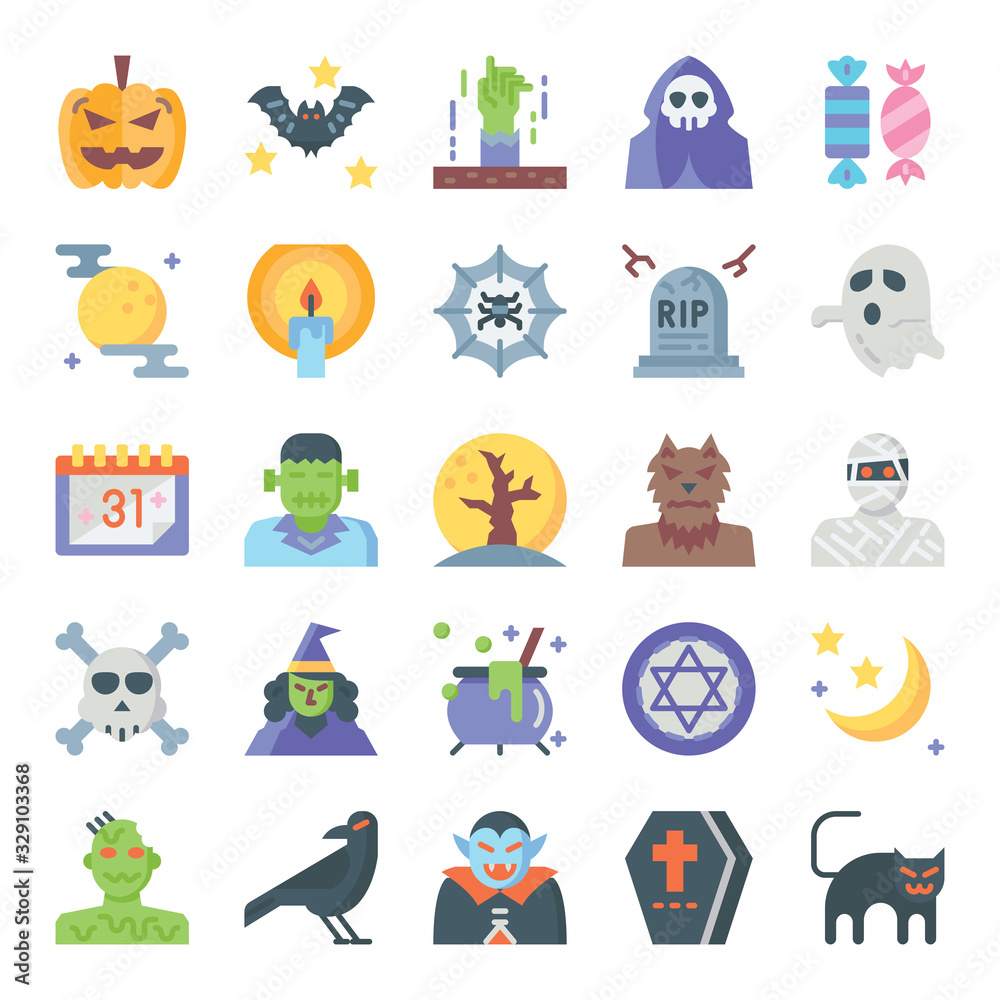 halloween flat vector icons halloween flat vector icons