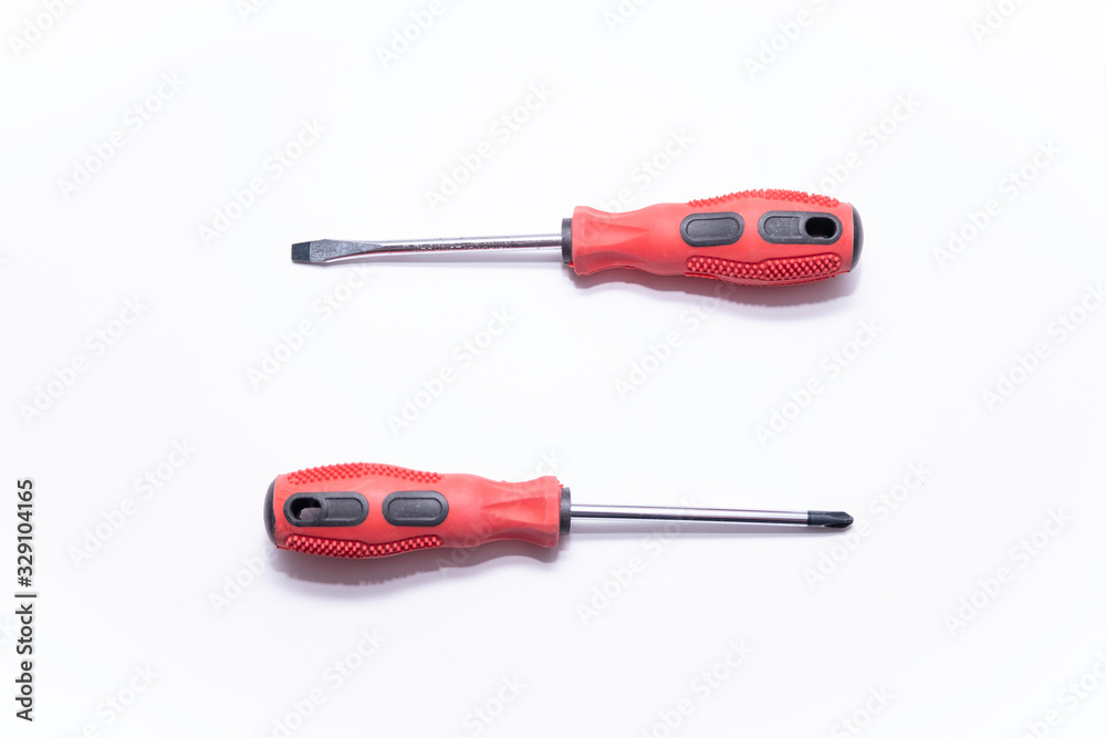 Red, Flat Screwdriver and Cross - Reset Head Screwdriver Red, Flat Screwdriver and Cross - Reset Head Screwdriver