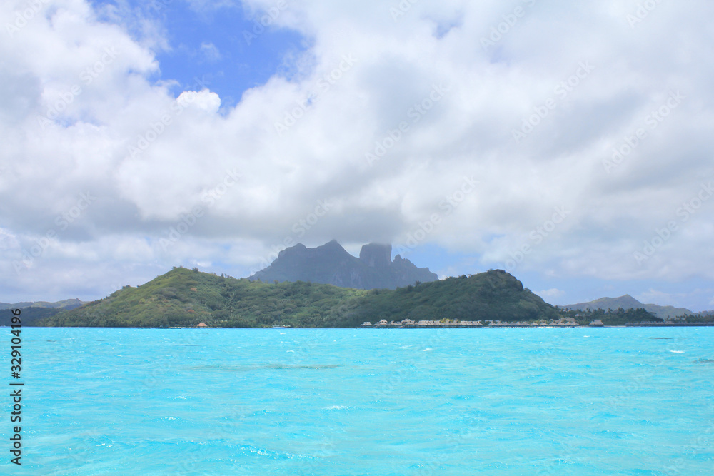 View from sea on mount Otemanu on Bora Bora island View from sea on mount Otemanu on Bora Bora island