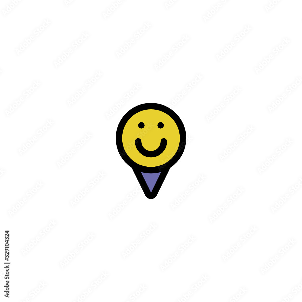Current Location Smile Icon, Logo, Vector