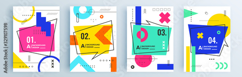 Modern abstract covers set, minimal covers design. Colorful geometric background, vector illustration.