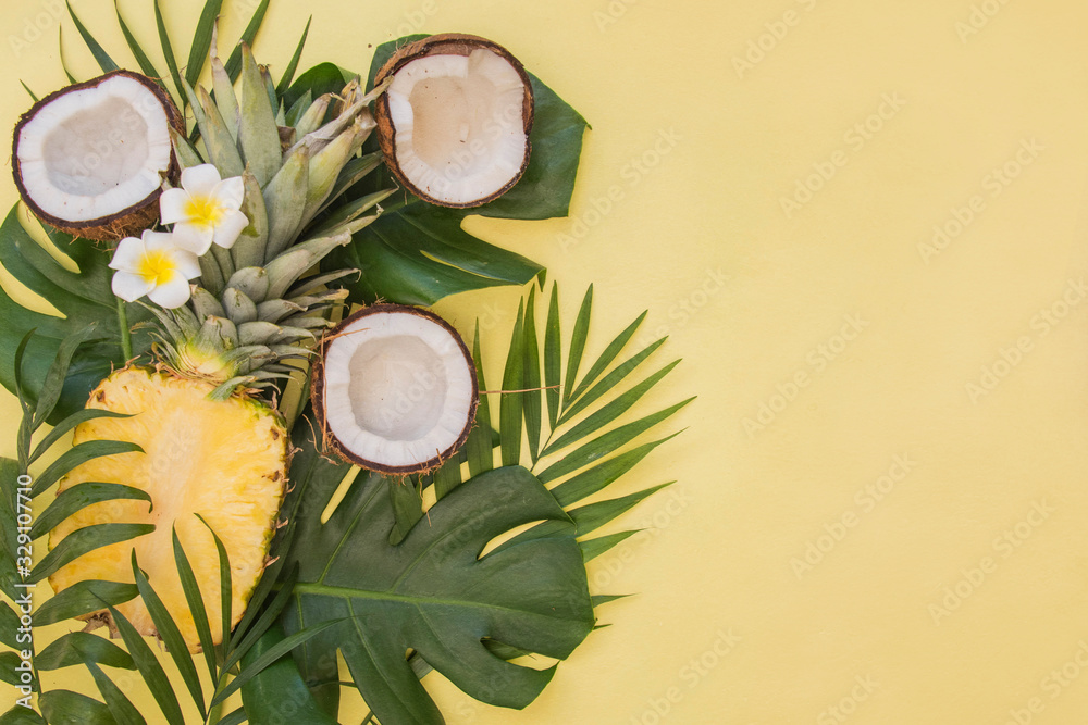 Tropical green leaves palm. Summer background Tropical green leaves palm. Summer background