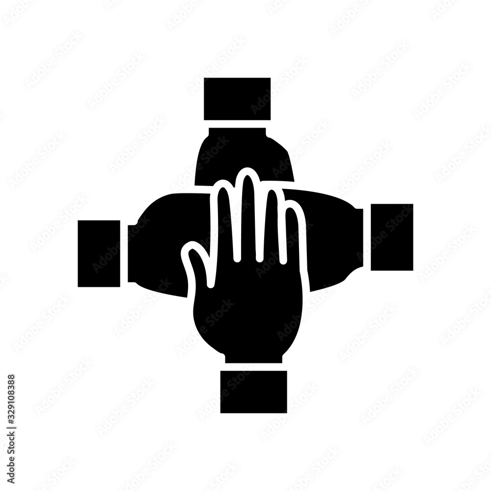 Teamwork agreement black icon, concept illustration, vector flat symbol, glyph sign. Teamwork agreement black icon, concept illustration, vector flat symbol, glyph sign.