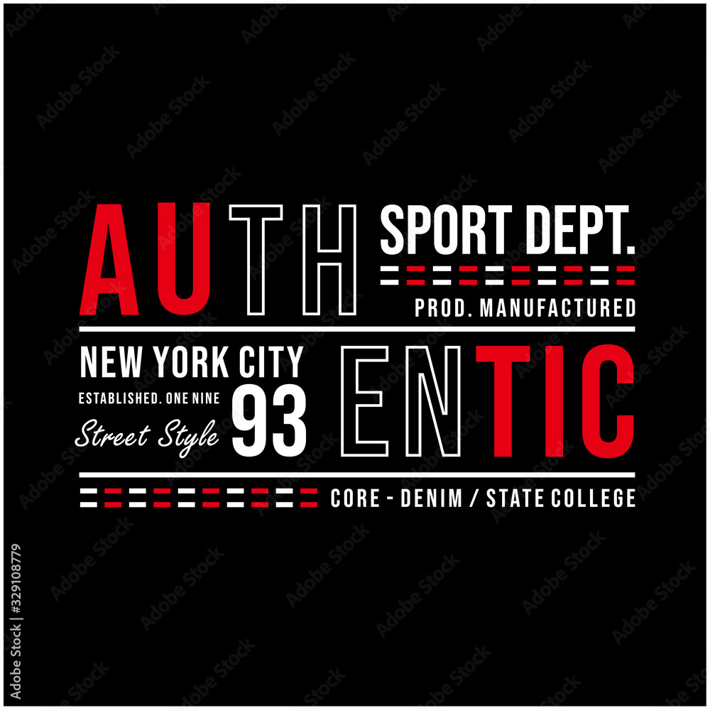 authentic sport typography, tee shirt graphics, vectors