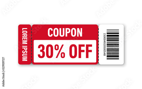 Set of Template Coupon. Gift Coupon element template, graphics design. Voucher promo code. Shopping, marketing, food and drink, business. Vector illustration.