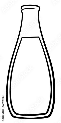 Bottle of milk in black lines on white background