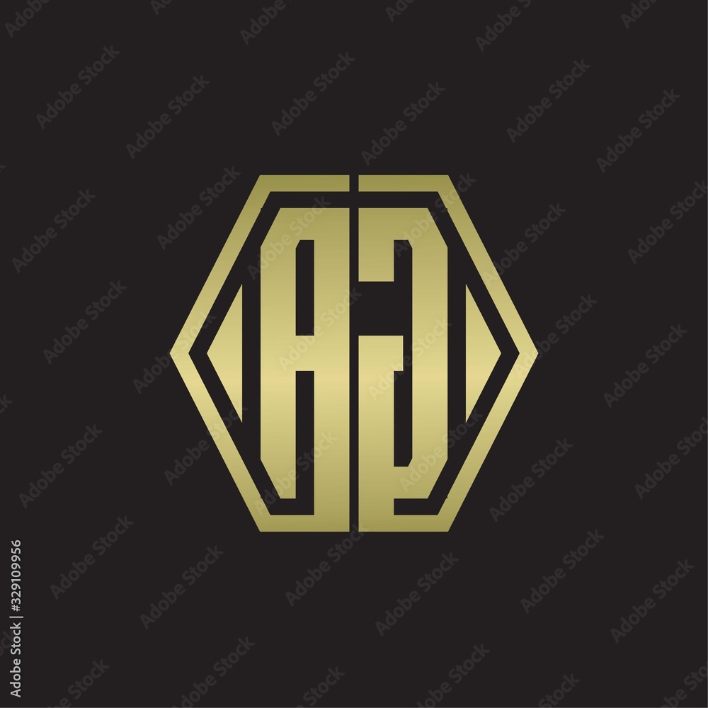 AG Logo monogram with hexagon line rounded design template with gold colors AG Logo monogram with hexagon line rounded design template with gold colors