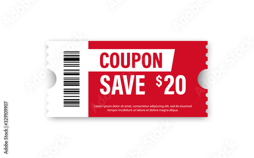 Set of Template Coupon. Gift Coupon element template, graphics design. Voucher promo code. Shopping, marketing, food and drink, business. Vector illustration.