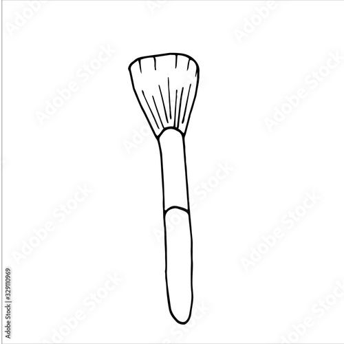 Makeup brush isolated on white background. HAnd drawn simple vector illustration in cartoon doodle style