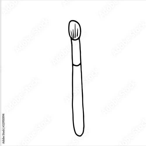 Makeup brush isolated on white background. HAnd drawn simple vector illustration in cartoon doodle style
